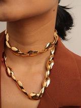 Double Button Gold Necklace