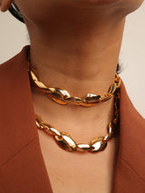 Double Button Gold Necklace