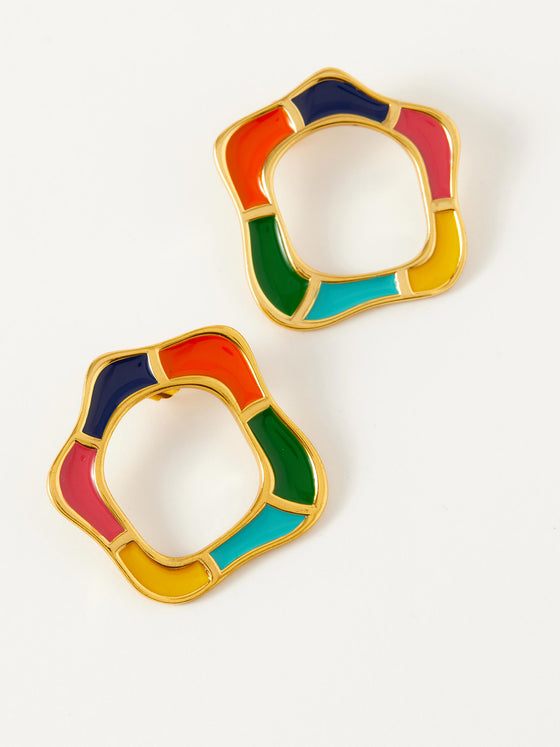 Large Multicolor Circular Studs