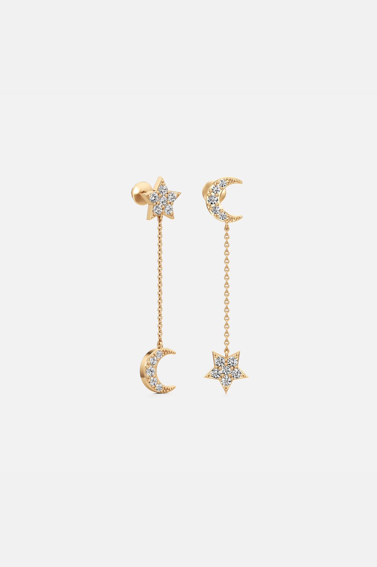 Celestia Linked Drop Golden Earrings