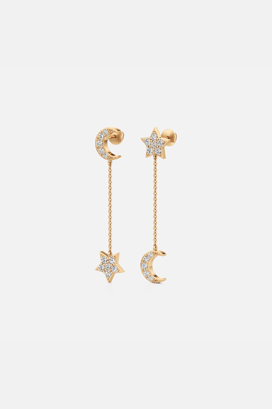 Celestia Linked Drop Golden Earrings