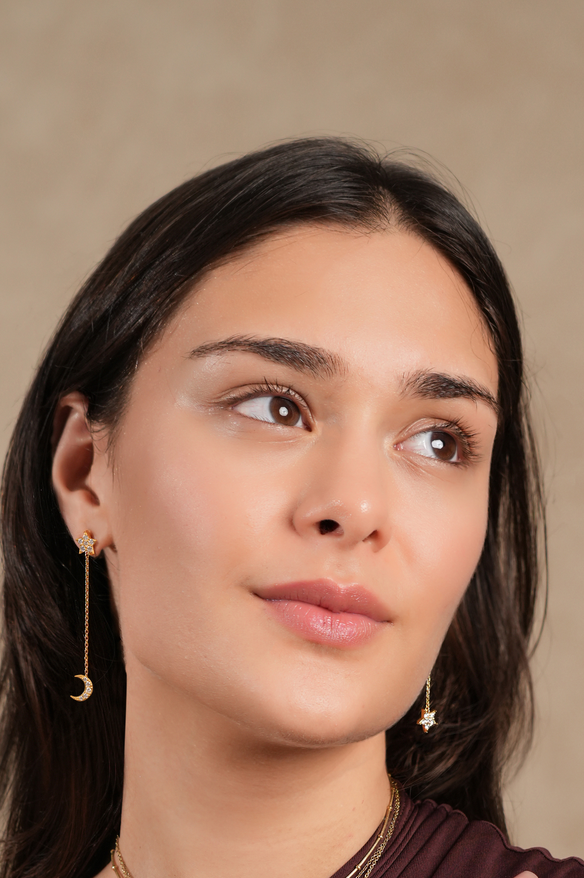 Celestia Linked Drop Golden Earrings