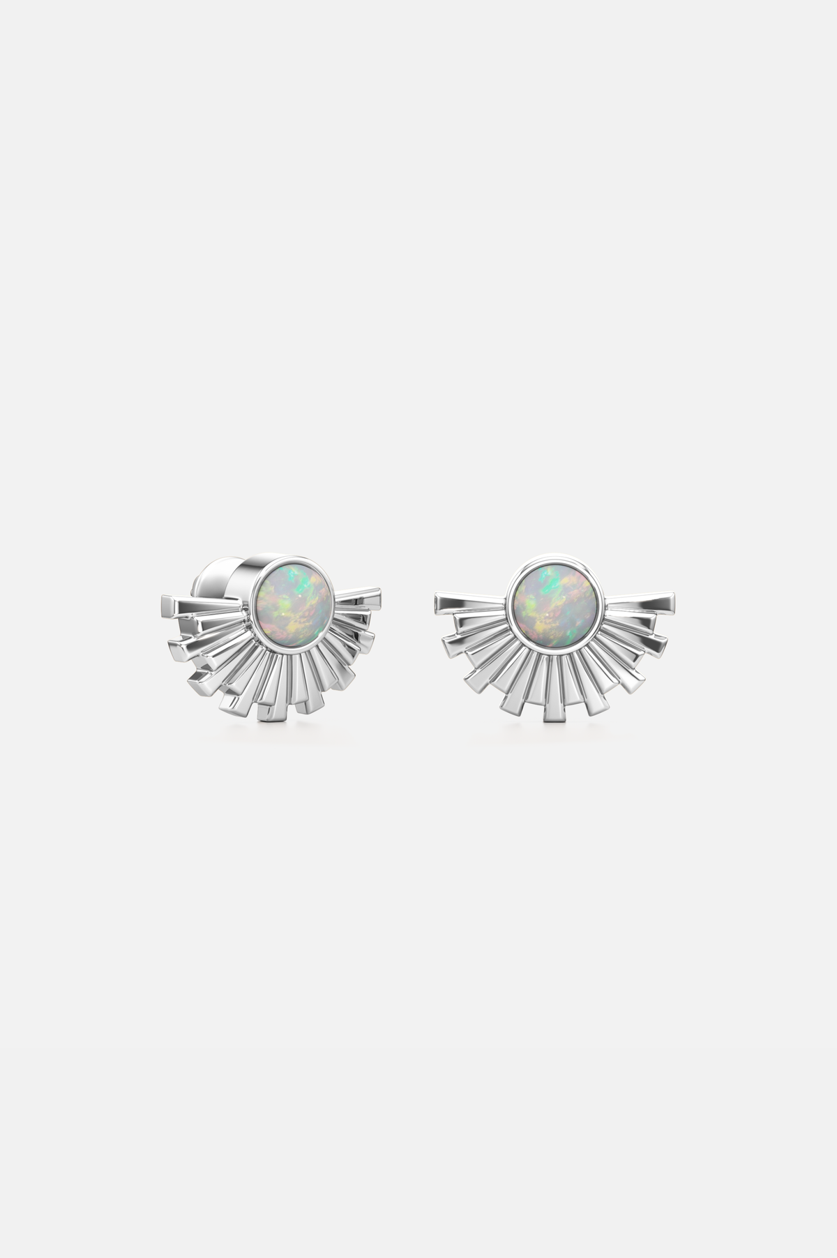 Solar Silver Opal Studs Earrings