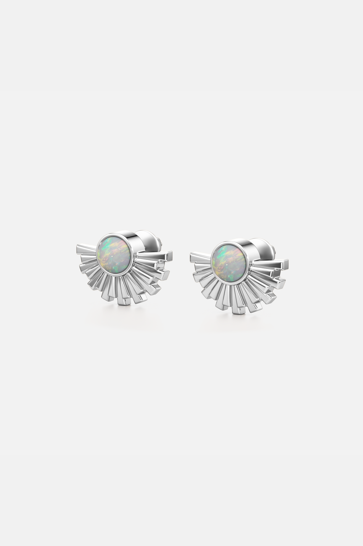 Solar Silver Opal Studs Earrings
