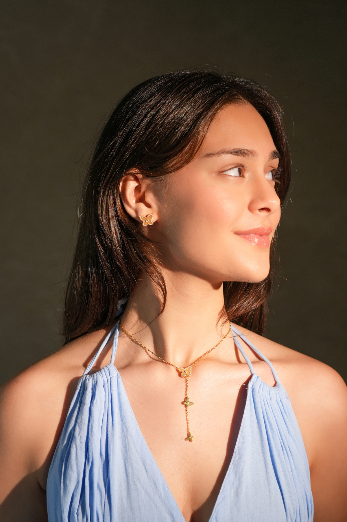Flutter Drop Butterfly Golden Pendant