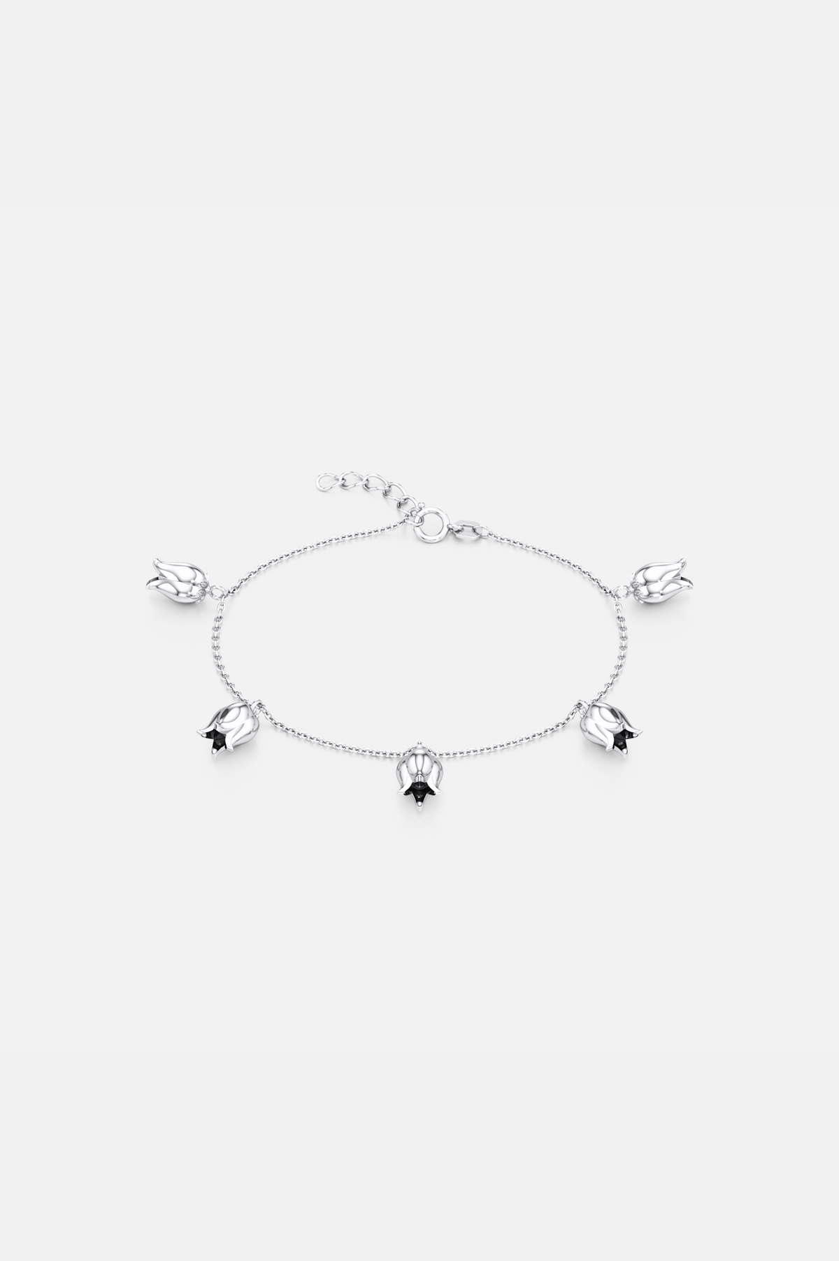 Tulip Bloom Dangle Bracelet - Silver