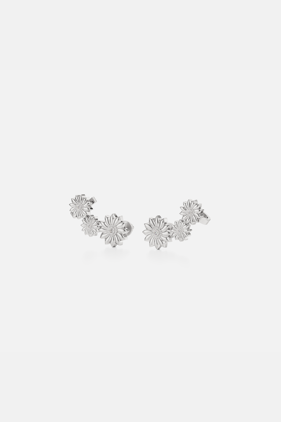 Sunflower Trio Silver Ear Climber
