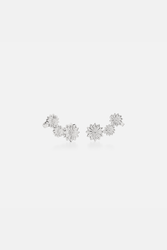 Sunflower Trio Silver Ear Climber