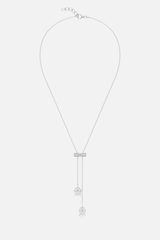 Tulip Drop Lariat Silver Necklace