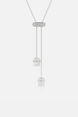 Tulip Drop Lariat Silver Necklace