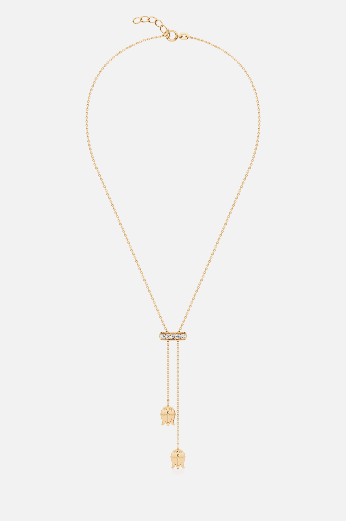 Tulip Drop Lariat Golden Necklace