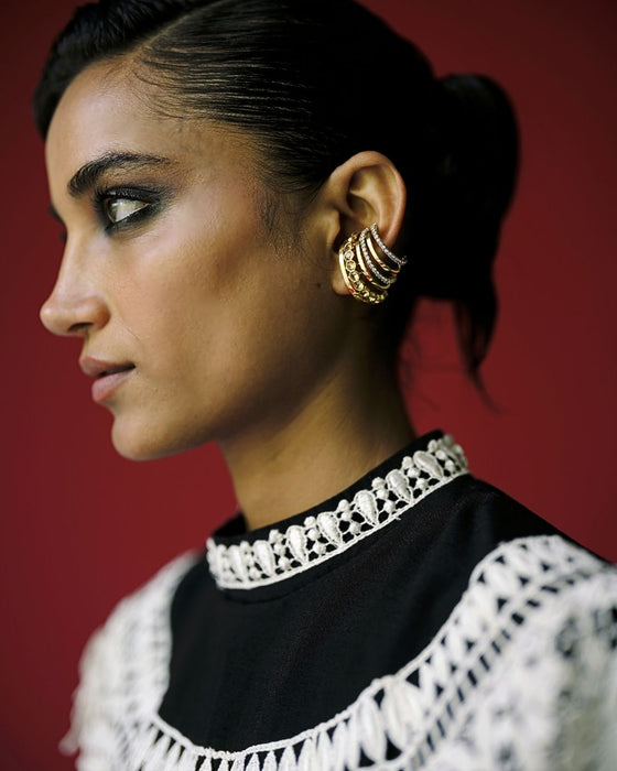 Triple Row Crystal Ear Cuff