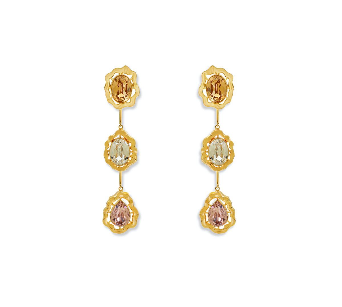 Triple Crystal Drop Earrings