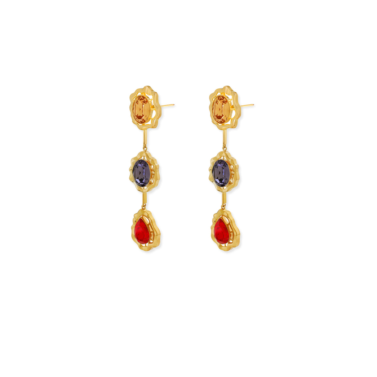 Triple Crystal Drop Earrings