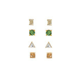 Multi-Shape Crystal Stud Earring Set