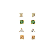  Multi-Shape Crystal Stud Earring Set