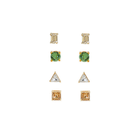 Multi-Shape Crystal Stud Earring Set