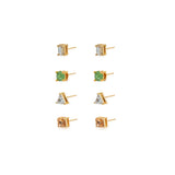Multi-Shape Crystal Stud Earring Set