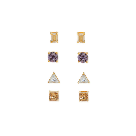 Multi-Shape Crystal Stud Earring Set