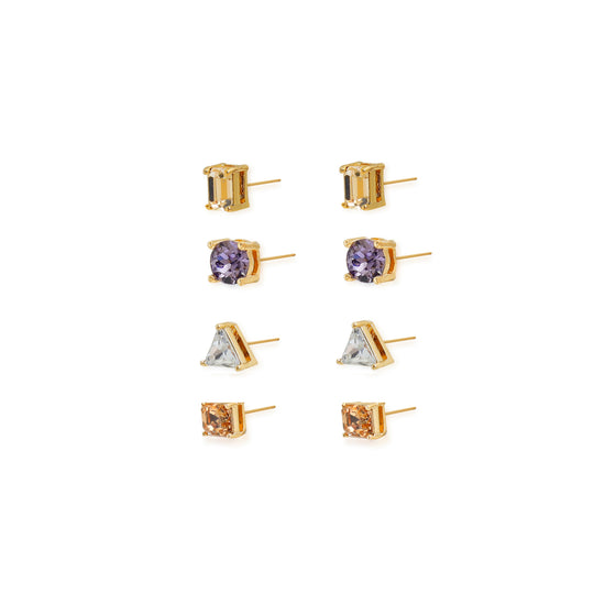 Multi-Shape Crystal Stud Earring Set