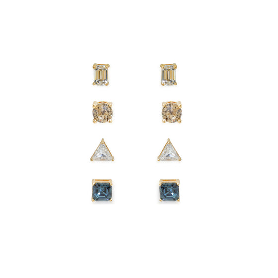 Multi-Shape Crystal Stud Earring Set