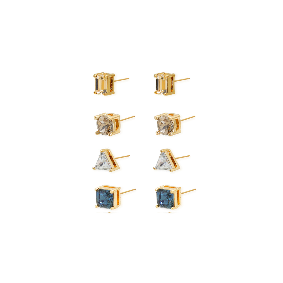Multi-Shape Crystal Stud Earring Set