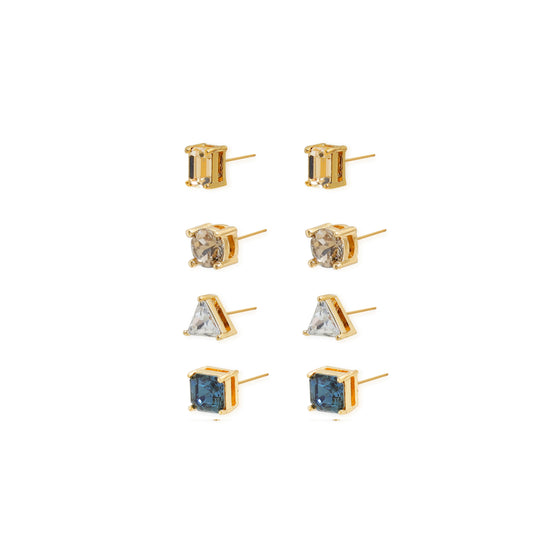 Multi-Shape Crystal Stud Earring Set
