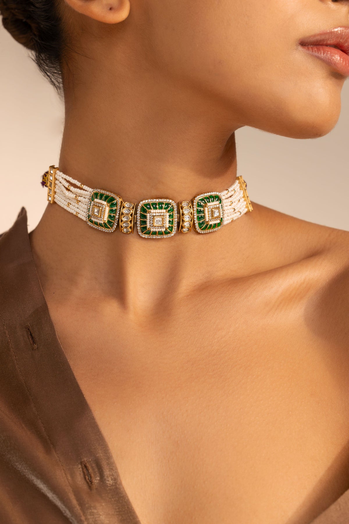Emerald Polki Royal Choker