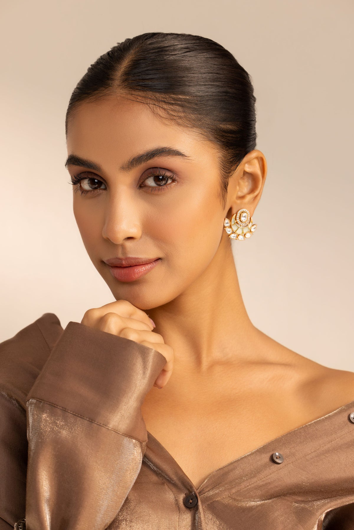 Myra Polki Crescent Studs