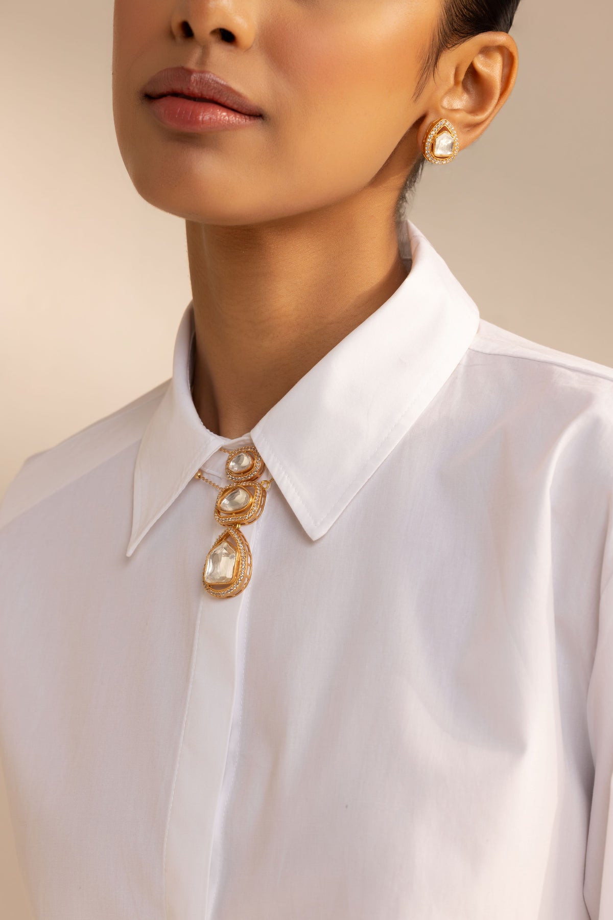 Trayi Polki Pendant Set