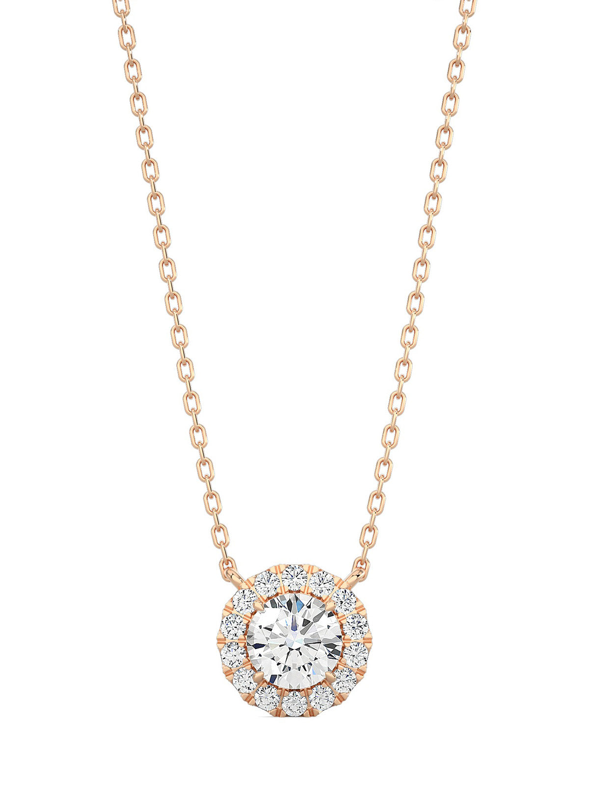 Round Diamond Halo Necklace