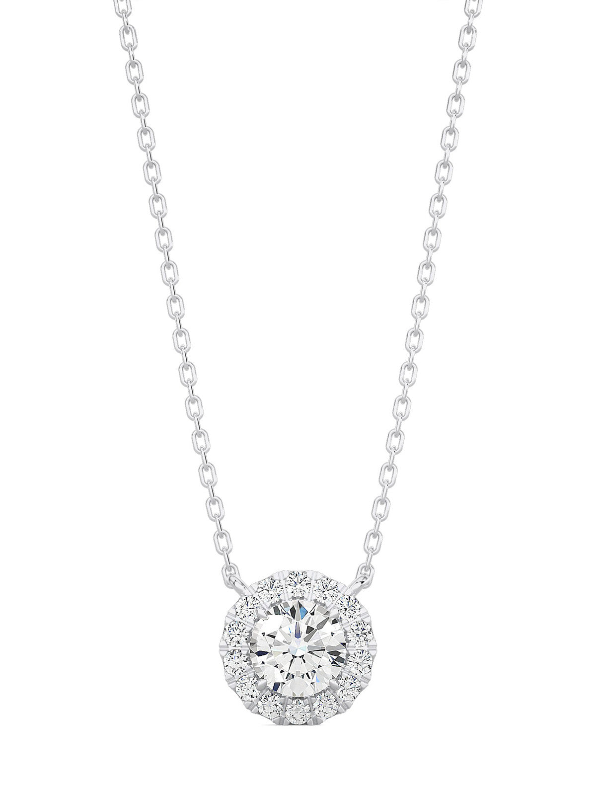 Round Diamond Halo Necklace