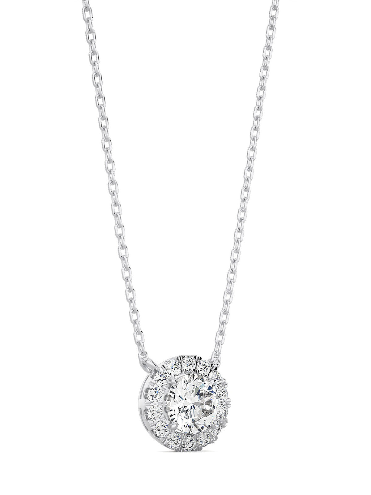 Round Diamond Halo Necklace