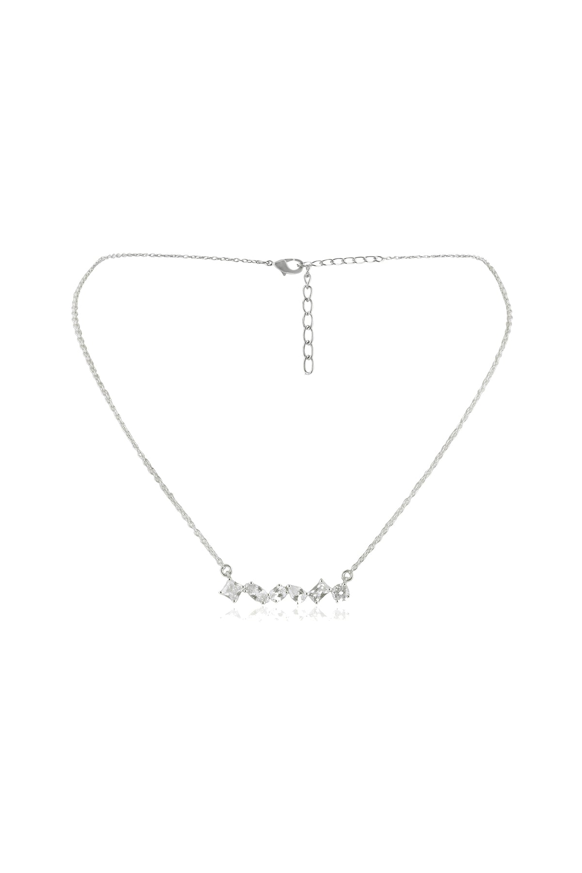 Gold Multi Shape CZ Flower Necklace