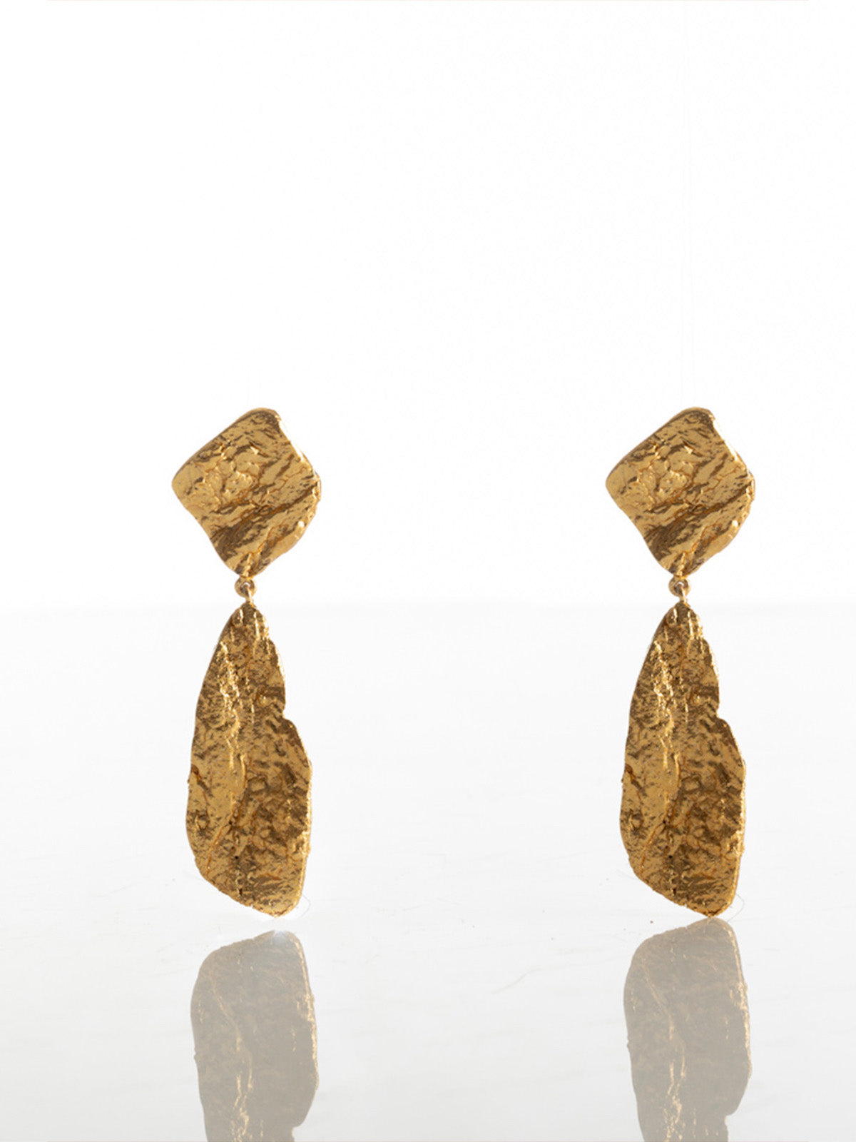 Beaten Gold Drop Earrings