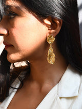 Beaten Gold Drop Earrings