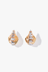 Gold Plated Conch Shell Stud Earrings