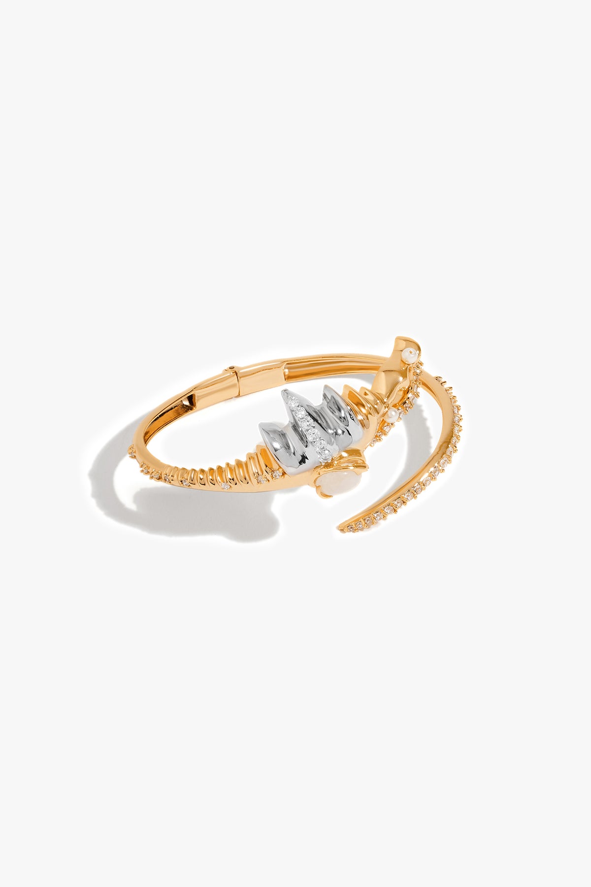 Dual Tone Gold Plated Spiral Handcuff Bracelet