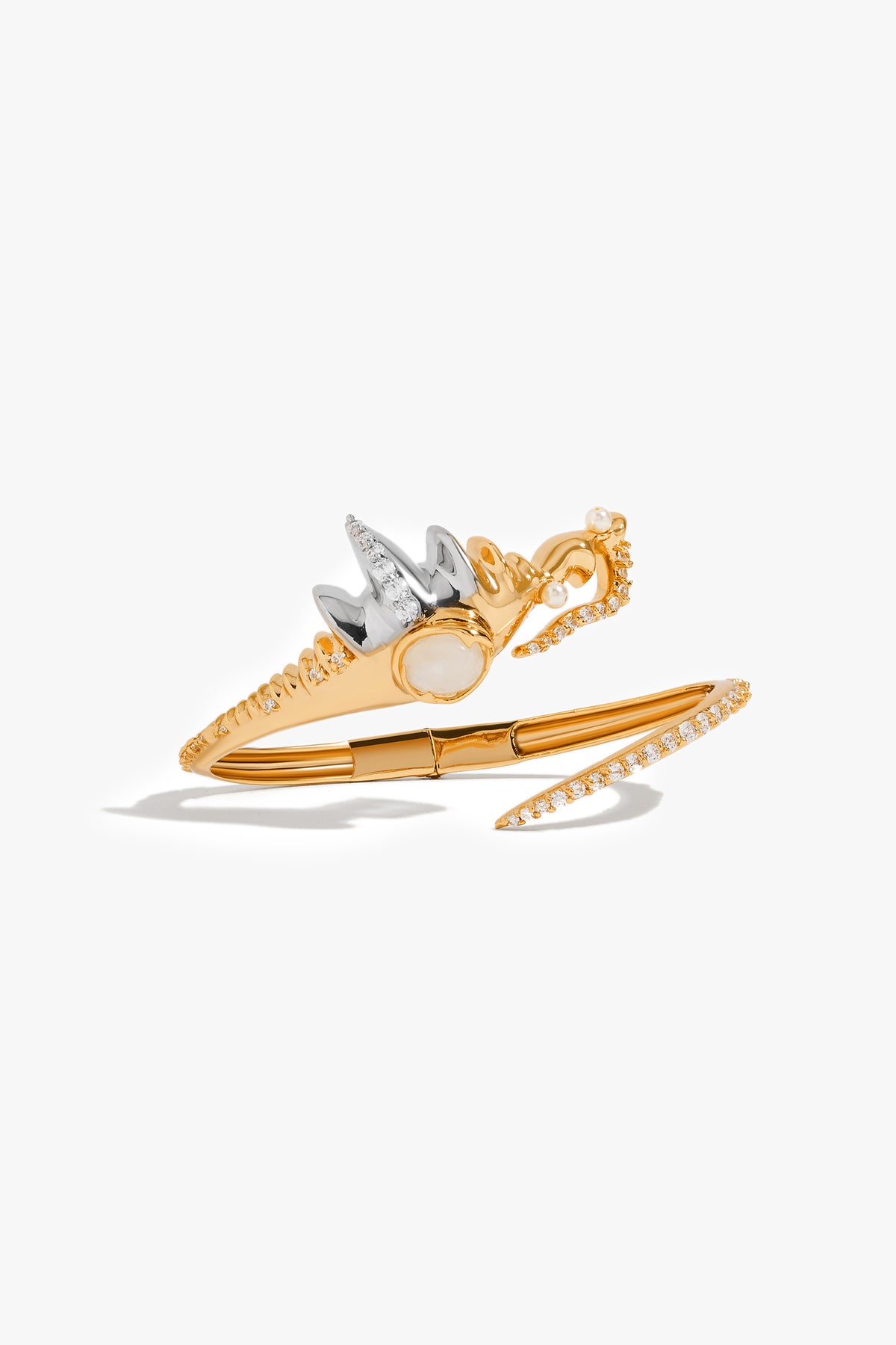 Dual Tone Gold Plated Spiral Handcuff Bracelet