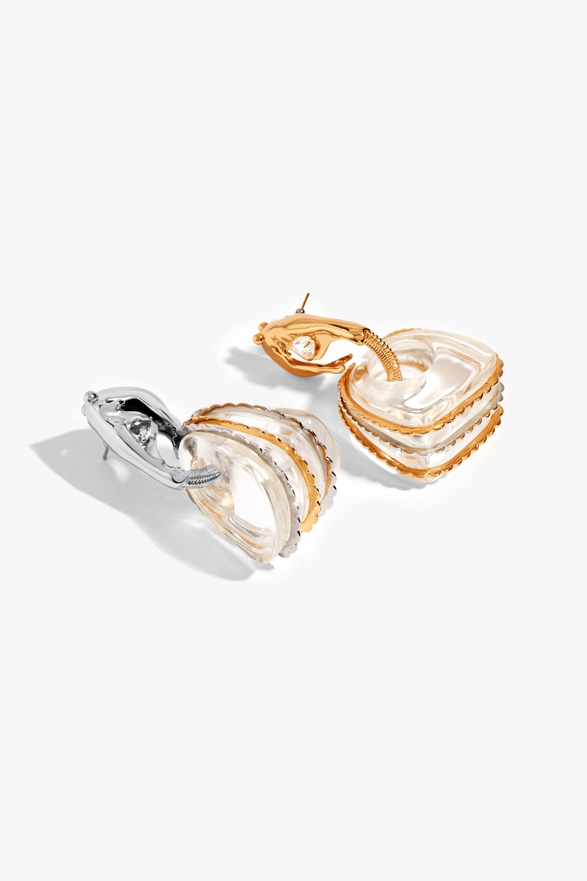 Dual Tone Gold Plated Geometric Drop Earrings