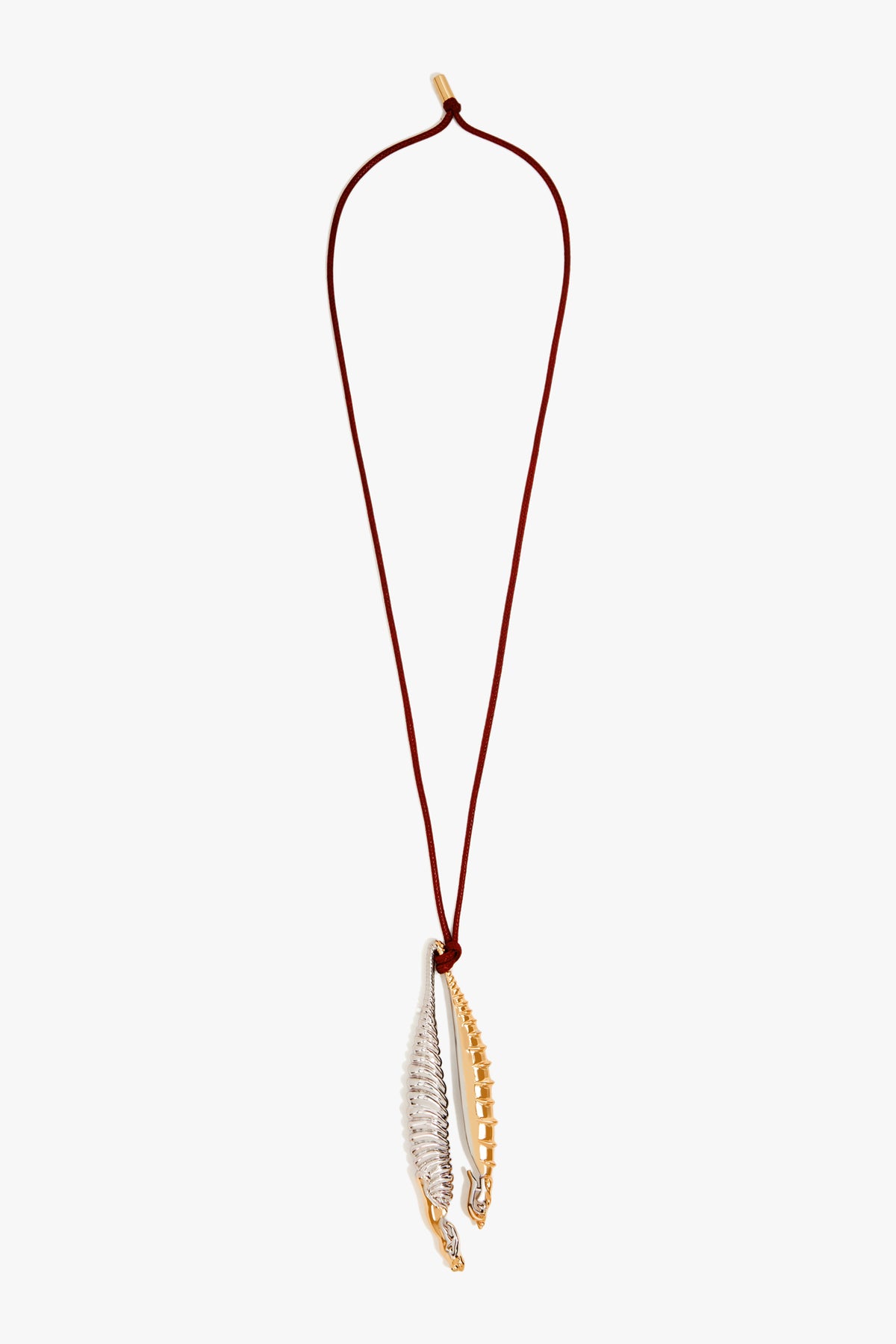 Gold Plated Dual Tone Sculptural Pendant Necklace