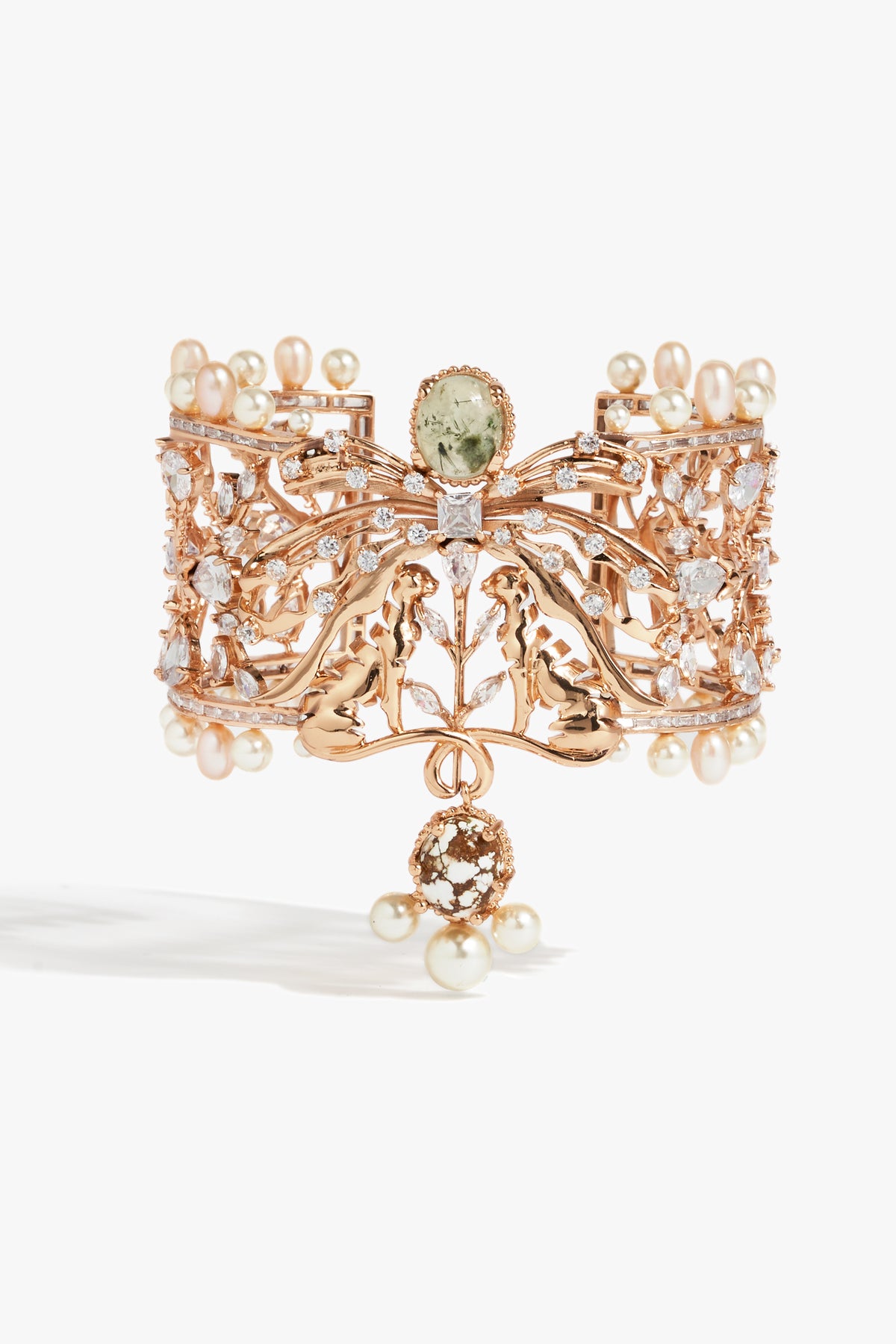 Wild Leopard Prehnite Statement Cuff