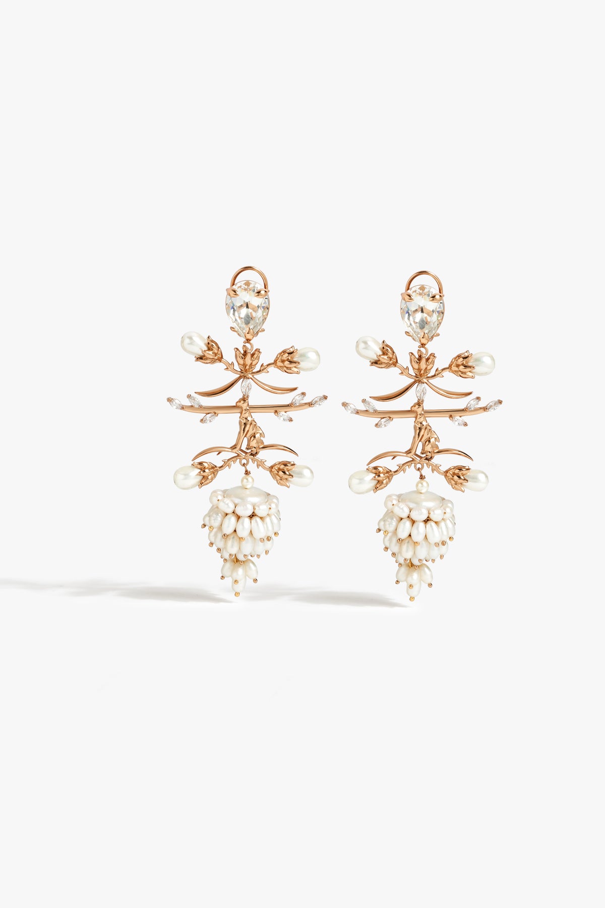 Pearl Crown Statement Earrings