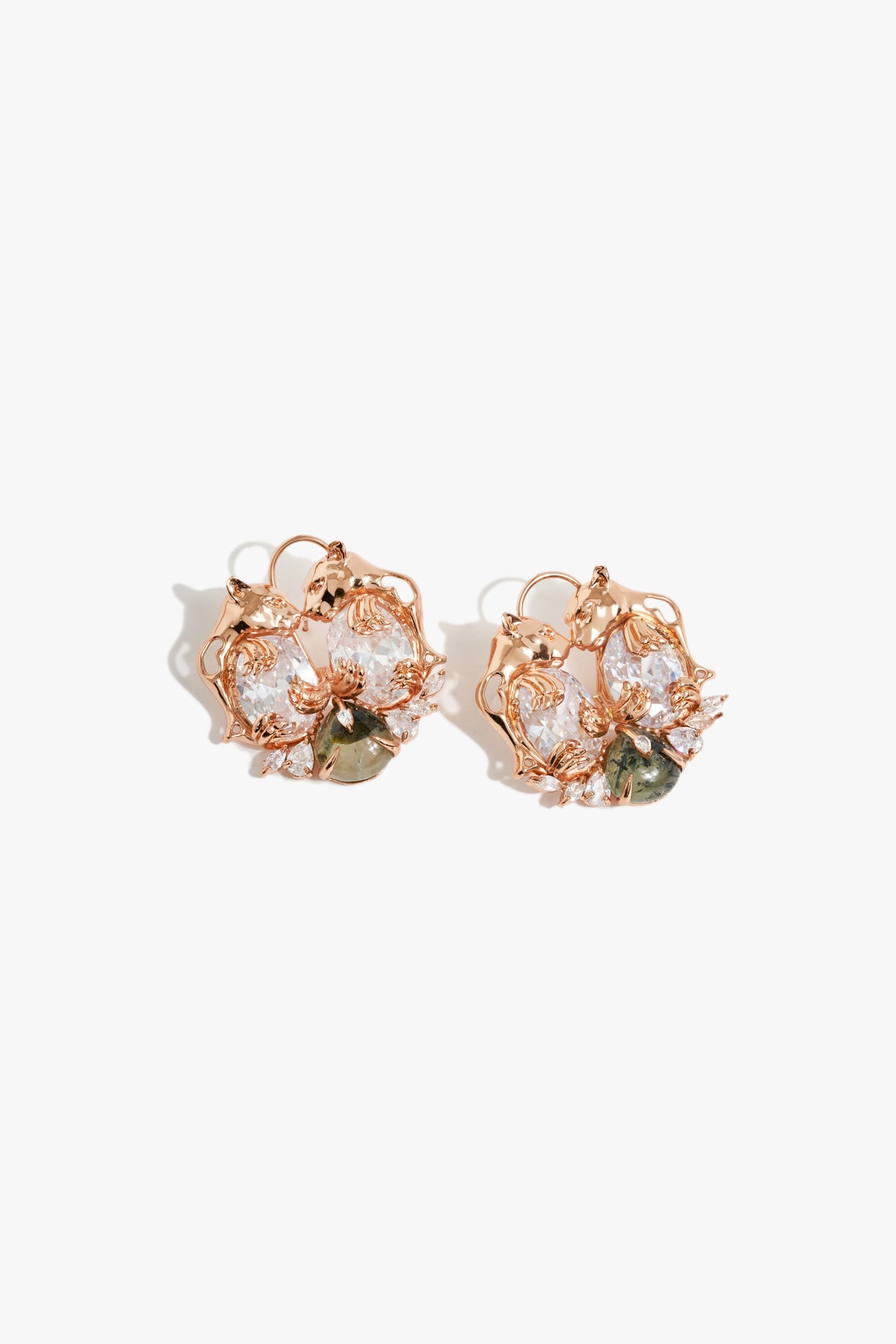 Leopard Guardian Prehnite Studs