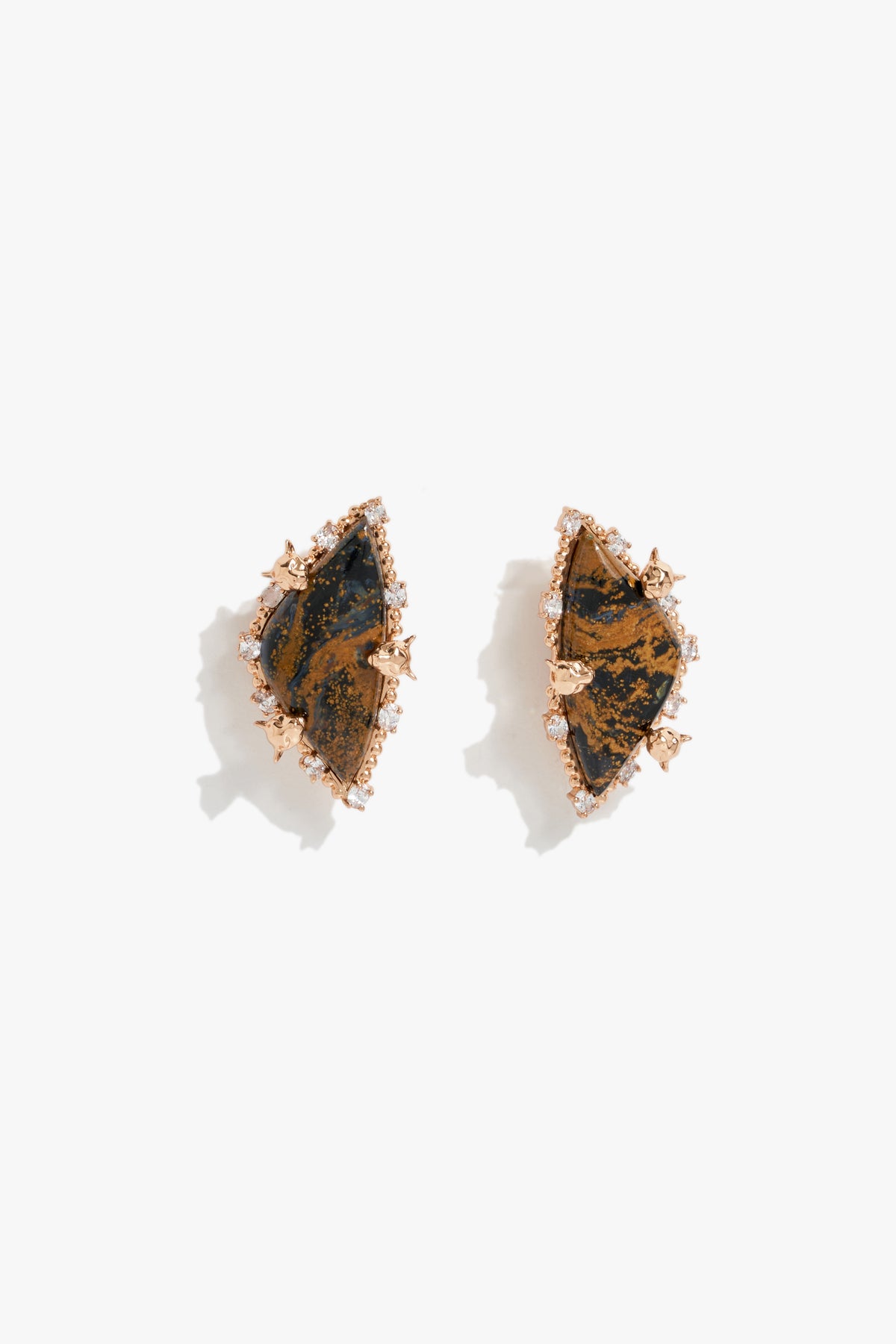 Tri-Leopard Pietersite Stud Earrings