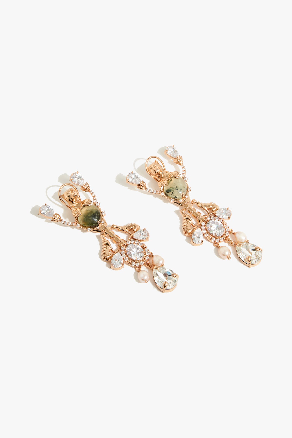 Tri-Leopard Prehnite Cascade Studs