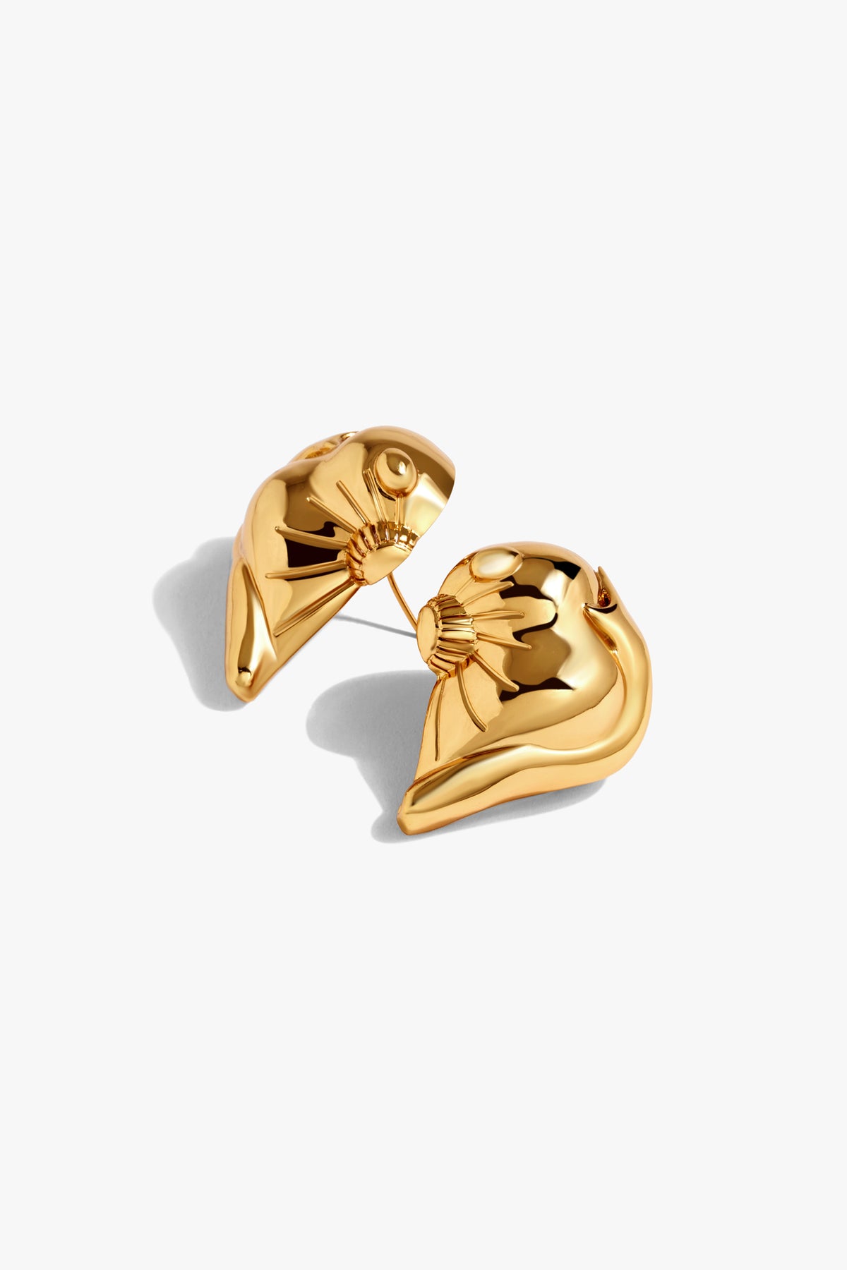 Gold Plated Folded Form Stud Earrings