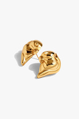 Gold Plated Folded Form Stud Earrings