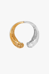 Gold Plated Dual Halo Torque Choker Necklace