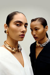 Gold Plated Dual Halo Torque Choker Necklace